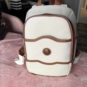 Delsey Stylish Cream and Brown Backpack